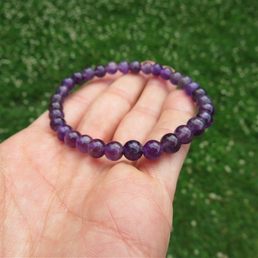 Amethyst Crystal Bracelet 6mm Stone Beaded Bracelet