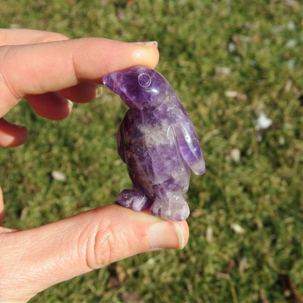 Purple Amethyst Crystal Penguin Carving