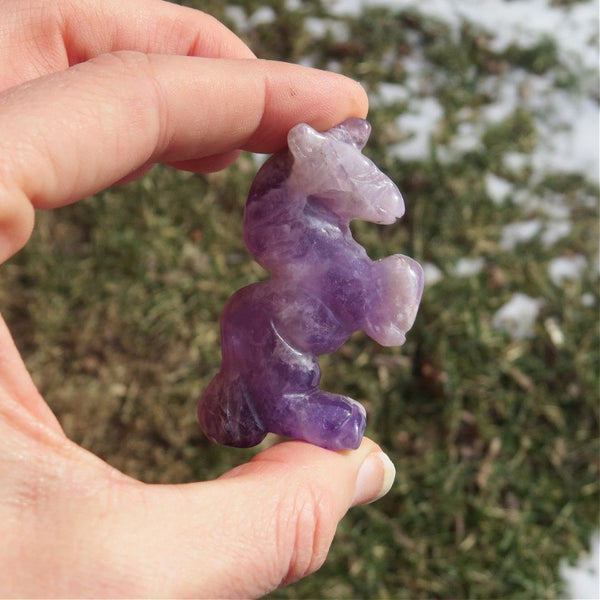 Purple Amethyst Crystal Unicorn Figurine