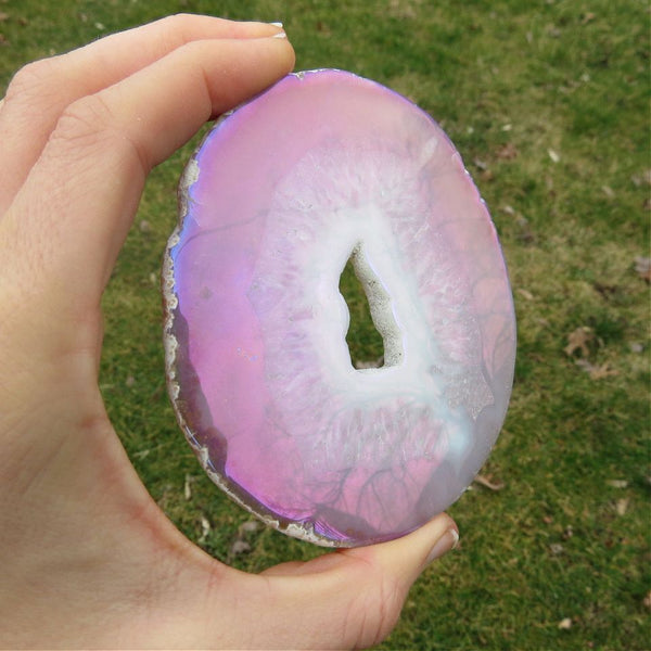 Angel Aura Agate Crystal Slice