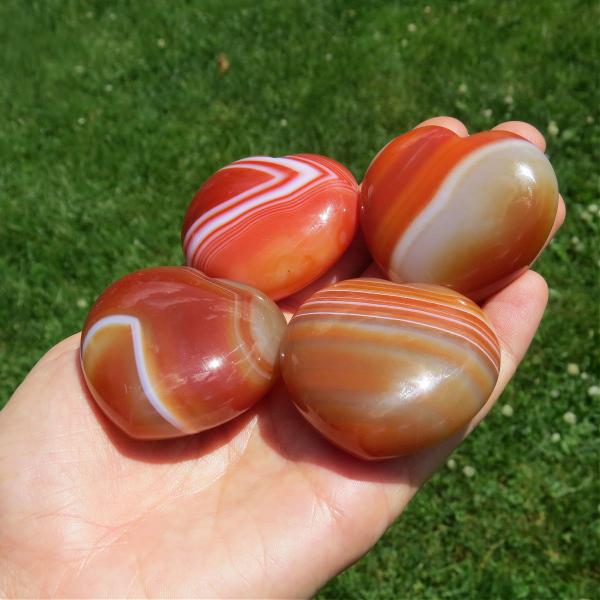 Banded Carnelian Crystal Heart Stone 2"