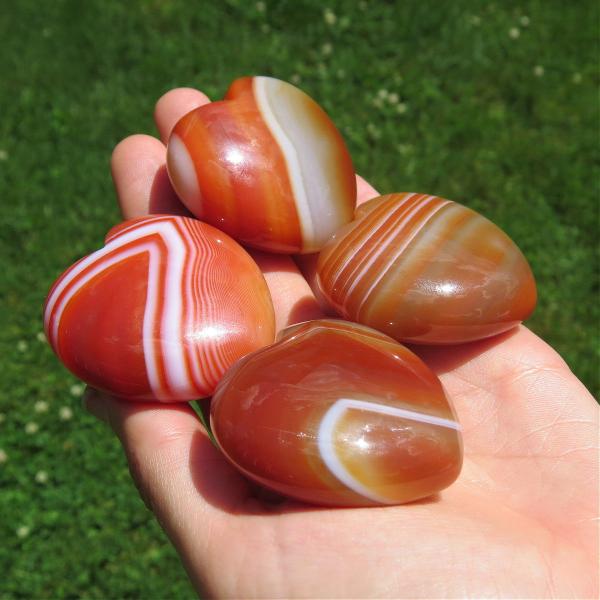 Banded Carnelian Crystal Heart Stone 2"