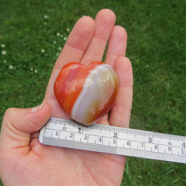 Banded Carnelian Crystal Heart Stone 2"