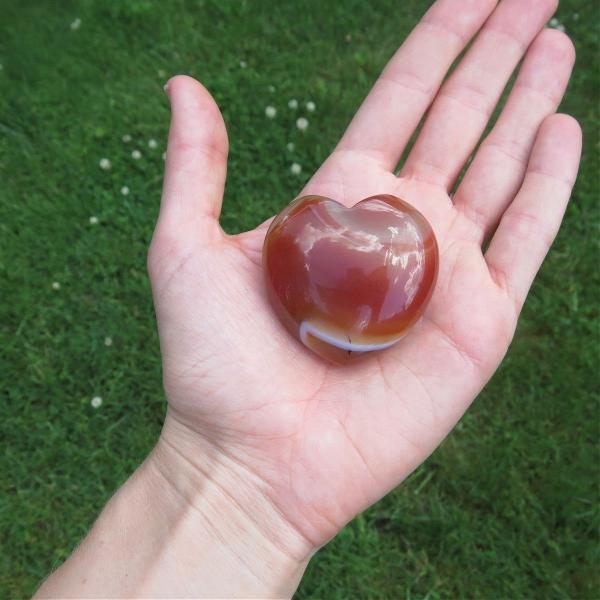 Banded Carnelian Crystal Heart Stone 2"