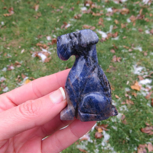 Schnauzer Crystal Dog Figurine in Blue Sodalite Stone