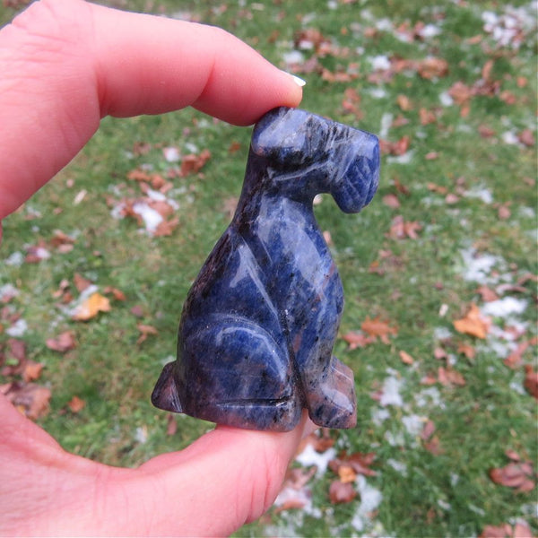 Schnauzer Dog Crystal Animal Figurine in Sodalite