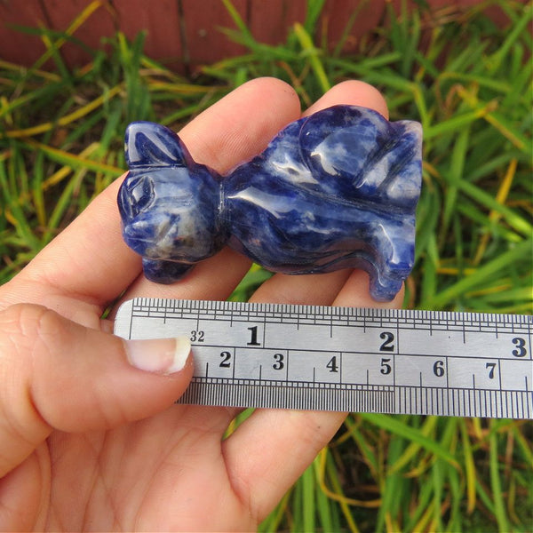 Chihuahua Crystal Dog Carving in Sodalite Stone 2"