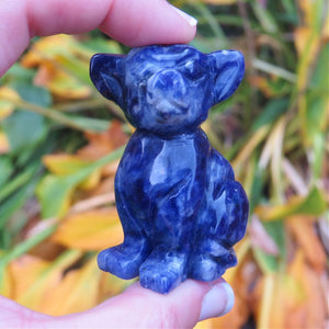 Chihuahua Crystal Dog Carving in Sodalite Stone