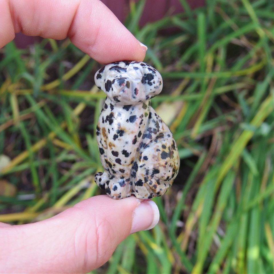 Crystal Dog Figurine in Dalmation Stone