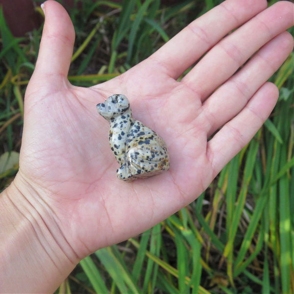 Dalmation Stone Crystal Dog Figurine 1.75" | Stone Animal Carving