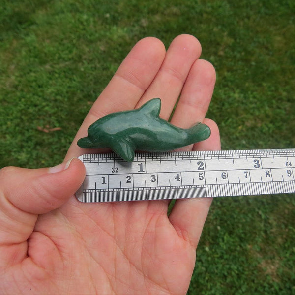 Crystal Dolphin Stone Animal Carving 2"