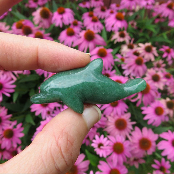 Crystal Dolphin Stone Animal Carving 2"