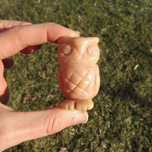 Crystal Owl Carving in Orange Calcite