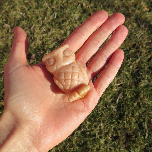 Orange Calcite Crystal Owl Animal Figurine