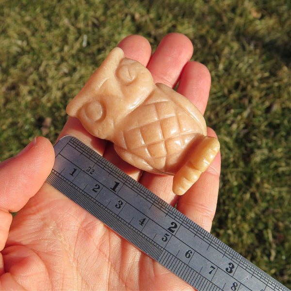 Orange Calcite Crystal Owl Animal Figurine 2"