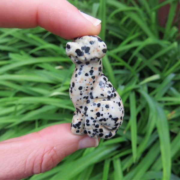 Dalmation Stone Crystal Dog Figurine 1.75" | Stone Animal Carving