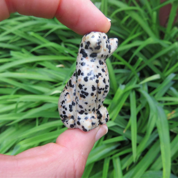 Dalmation Stone Crystal Dog Figurine 1.75" | Stone Animal Carving