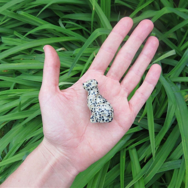 Dalmation Stone Crystal Dog Figurine 1.75" | Stone Animal Carving