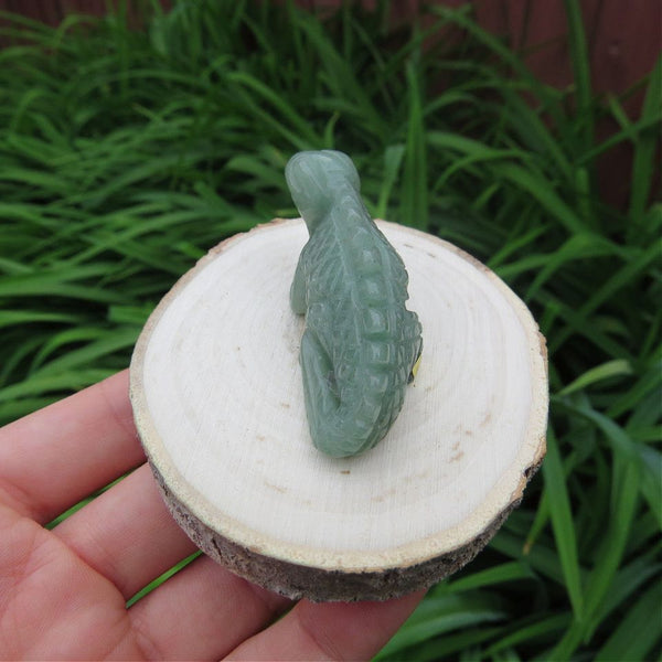 Green Aventurine Iguana Lizard Crystal Animal Carving 2"