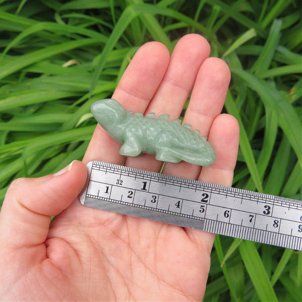 Green Aventurine Iguana Lizard Crystal Animal Carving 2"