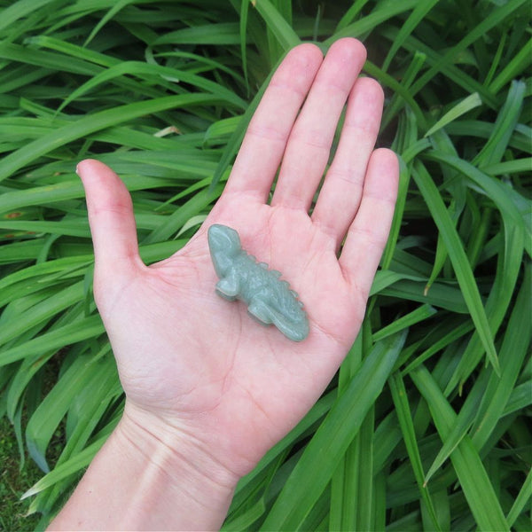 Green Aventurine Iguana Lizard Crystal Animal Carving 2"