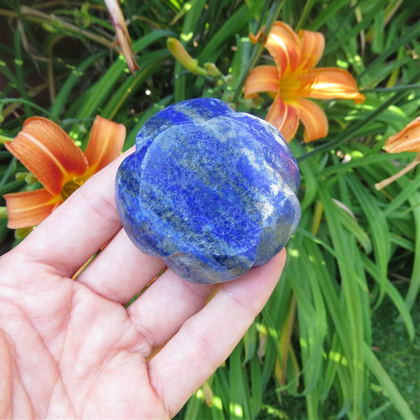 Lapis Lazuli Crystal Flower Stone Carving 2"