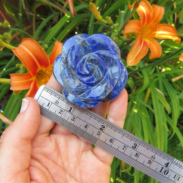 Lapis Lazuli Crystal Flower Stone Carving 2"