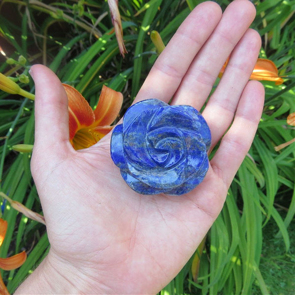 Lapis Lazuli Crystal Flower Stone Carving 2"