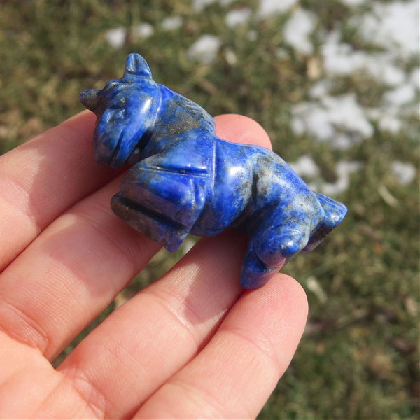 Blue Stone Unicorn Animal Figurine in Lapis Lazuli