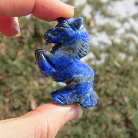 Lapis Lazuli Crystal Unicorn Carving