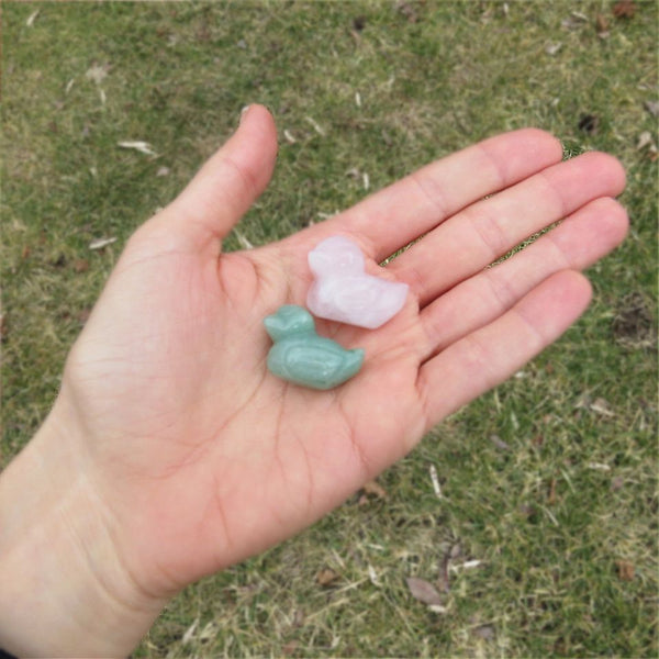 Mini Crystal Duck Carving 1" Stone Animal Figurine