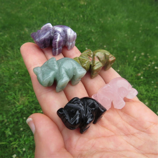 Mini Crystal Elephant Stone Animal