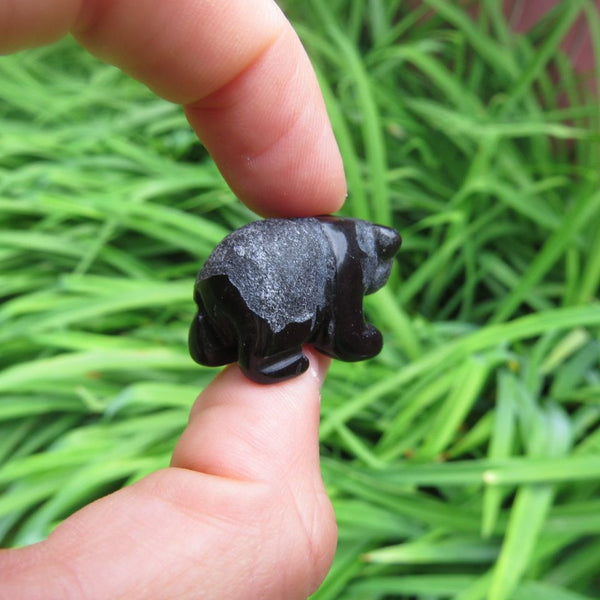 Mini Crystal Panda Bear Figurine 1" | Obsidian Crystal Animal Carving