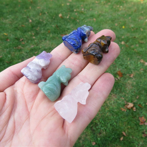 Mini Crystal Wolf Carvings