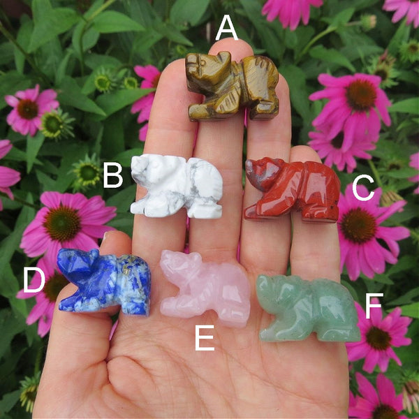 Mini Crystal Bear Figurine 1" | Carved Stone Animal