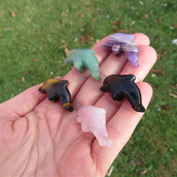 Mini Crystal Dolphin Stone Carving