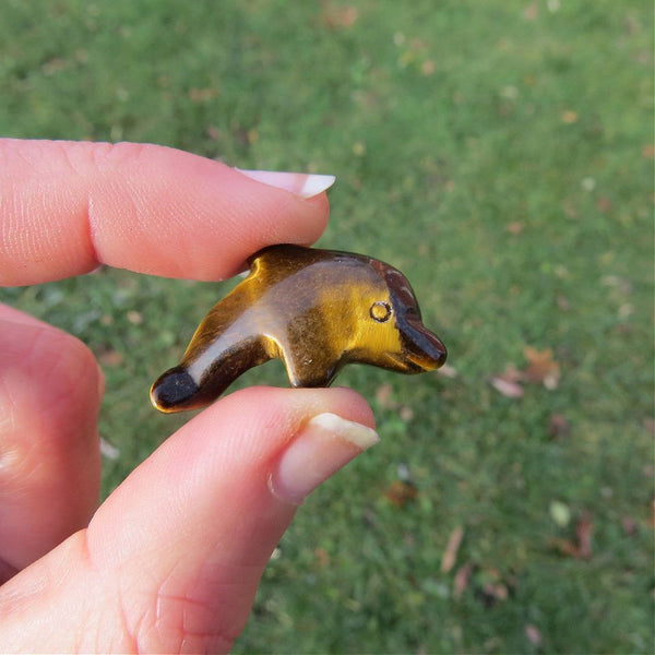 Mini Crystal Dolphin Animal Totem Figurine - Tigers Eye