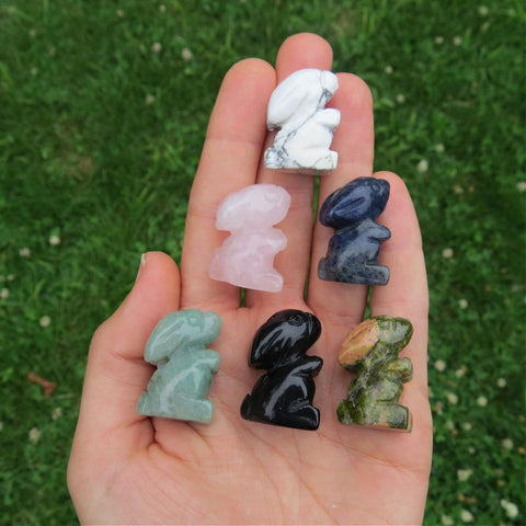 Mini Crystal Rabbit Figurine 1" | Animal Stone Bunny Carving