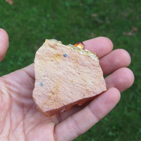 Orange Rainbow Aura Quartz Crystal Cluster 2"