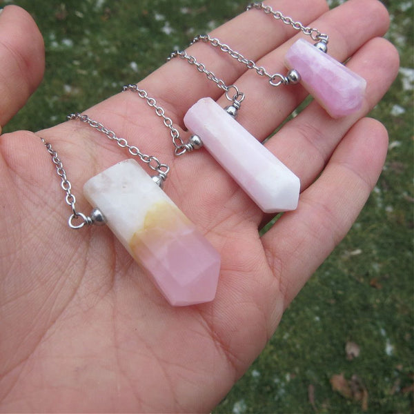 Pink Aragonite Crystal Point Necklace