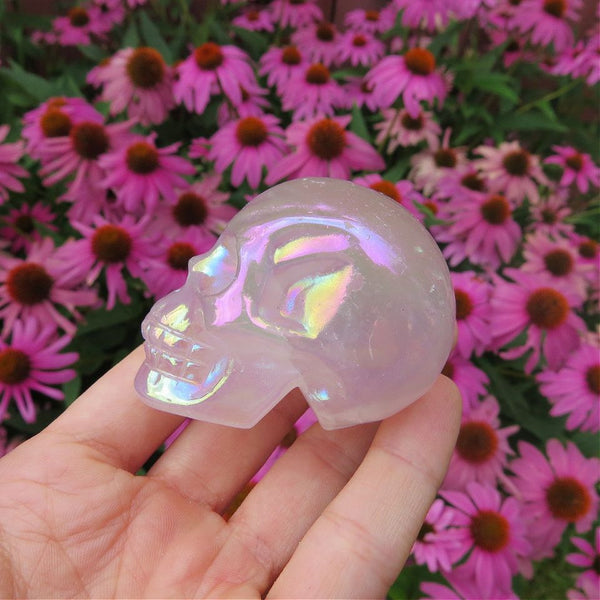 Pink Aura Quartz Skull Stone