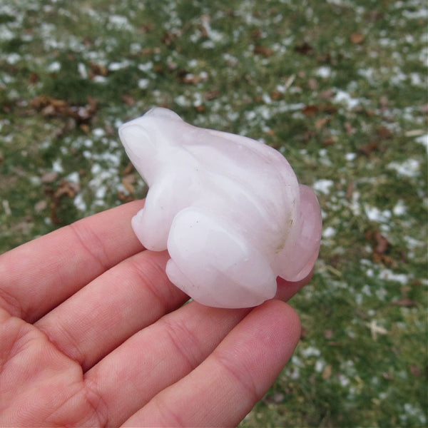 Rose Quartz Crystal Frog Figurine