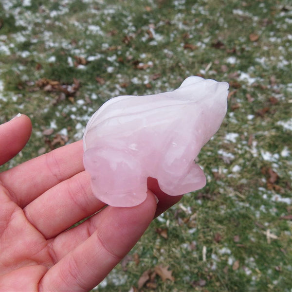 Rose Quartz Crystal Frog Stone