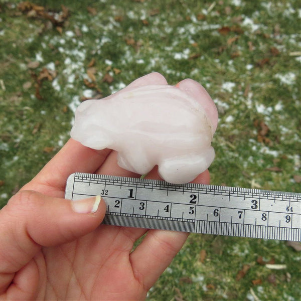 Rose Quartz Crystal Frog Carving 2.25" | Pink Stone Frog Figurine