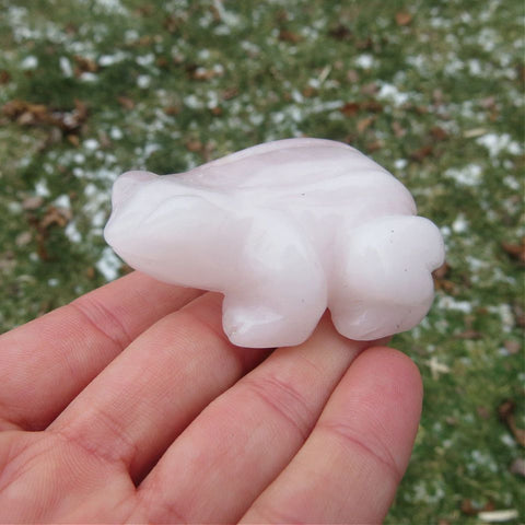 Rose Quartz Crystal Frog Carving