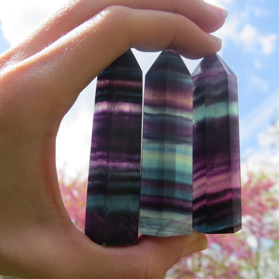 Rainbow Fluorite Crystal Points