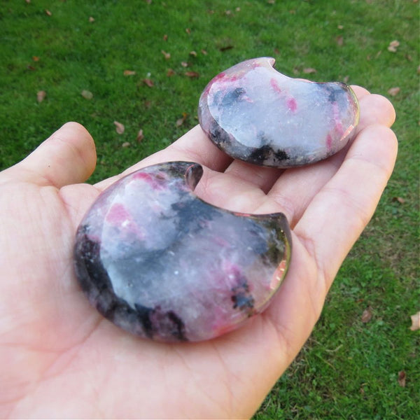 Rhodonite Stone Moon Carvings