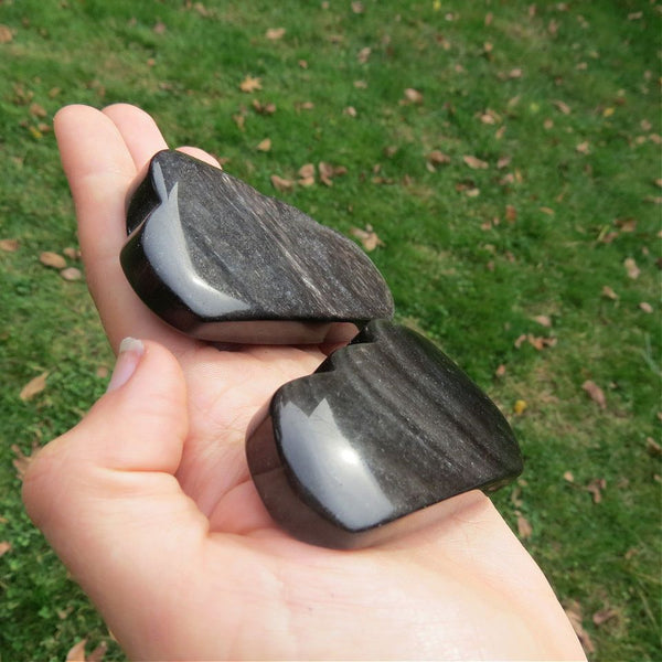 Crystal Cloud Carving in Silver Sheen Obsidian 3"