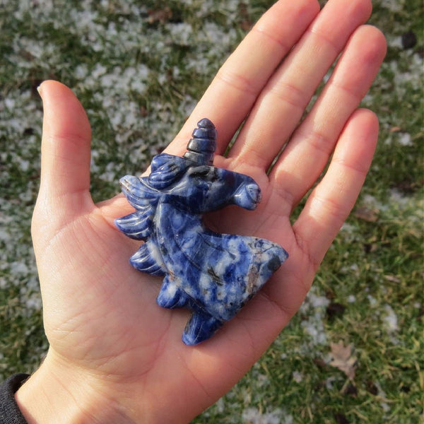 Blue Sodalite Crystal Unicorn Figurine