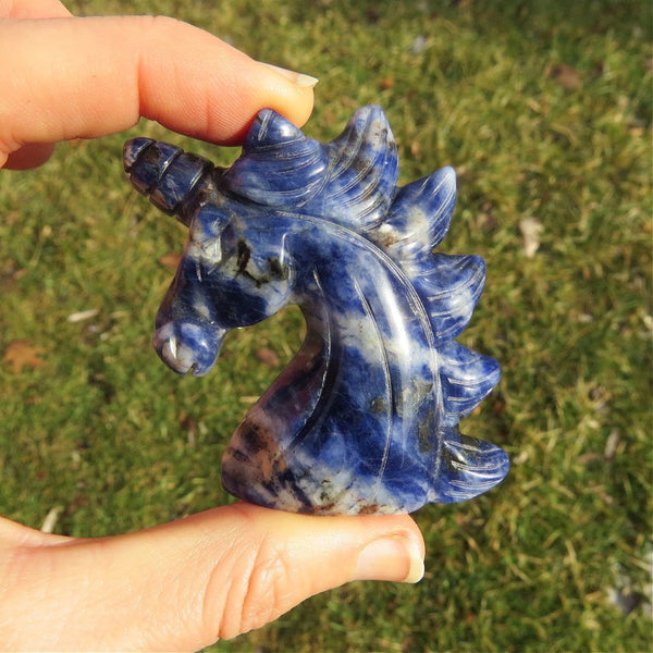 Sodalite Crystal Unicorn Carving